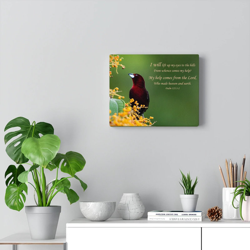«Heaven and Earth Psalm 121: 1-2 Christian Wall Art», impression de verset de la Bible prêt à être accroché