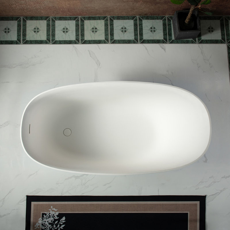 Baignoire autoportante de luxe à surface solide en résine de couleur blanc mat Aether WOODBRIDGE