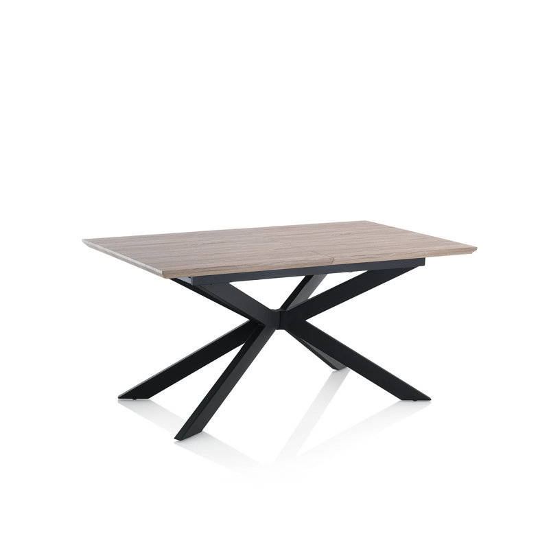 Loiselle Extendable Metal Base Dining Table, Oak Wood