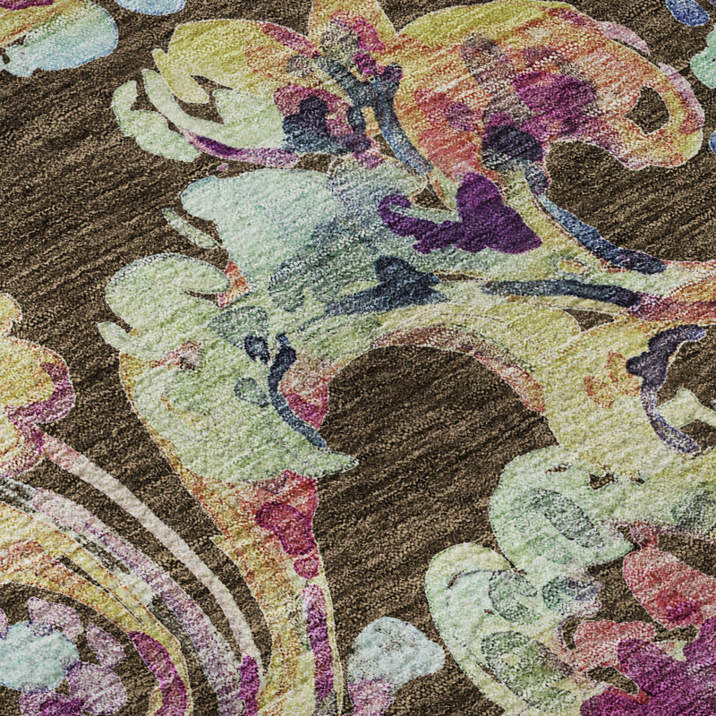 Premium Machine Washable Prisco Chocolate Rug, Round 8'