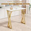 47" Modern Bar Height Pedestal Dining Table, Bar Table With Golden Double Pedestal, White