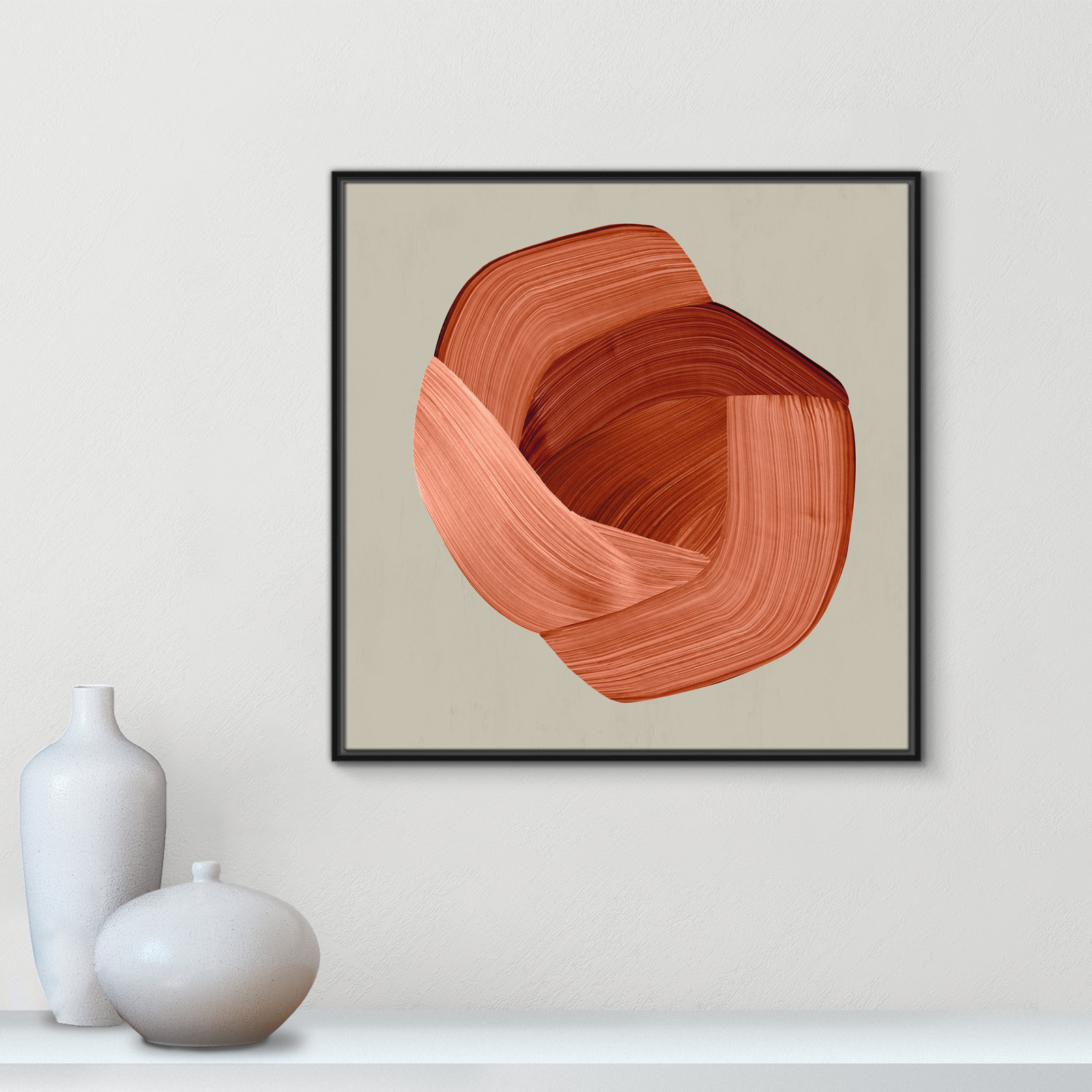 Thormond "Crema" Painting, Black Framed, 31.5" H x 31.5" W x 2" D