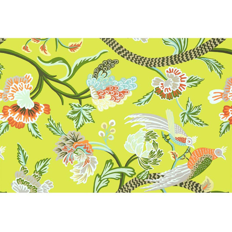 Abstract Floral Peel & Stick Floral Border, 66" L x 96" W, Yellowish Green
