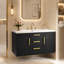 Meuble-lavabo mural de 91 cm avec lavabo en résine et armoire de rangement suspendue en MDF à 2 tiroirs-2141507726