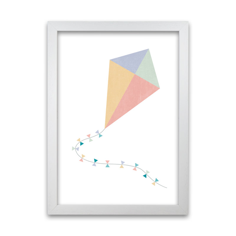 Nursery Collection Kite - Print, 30cm H x 21cm W x 3cm D, White Frame