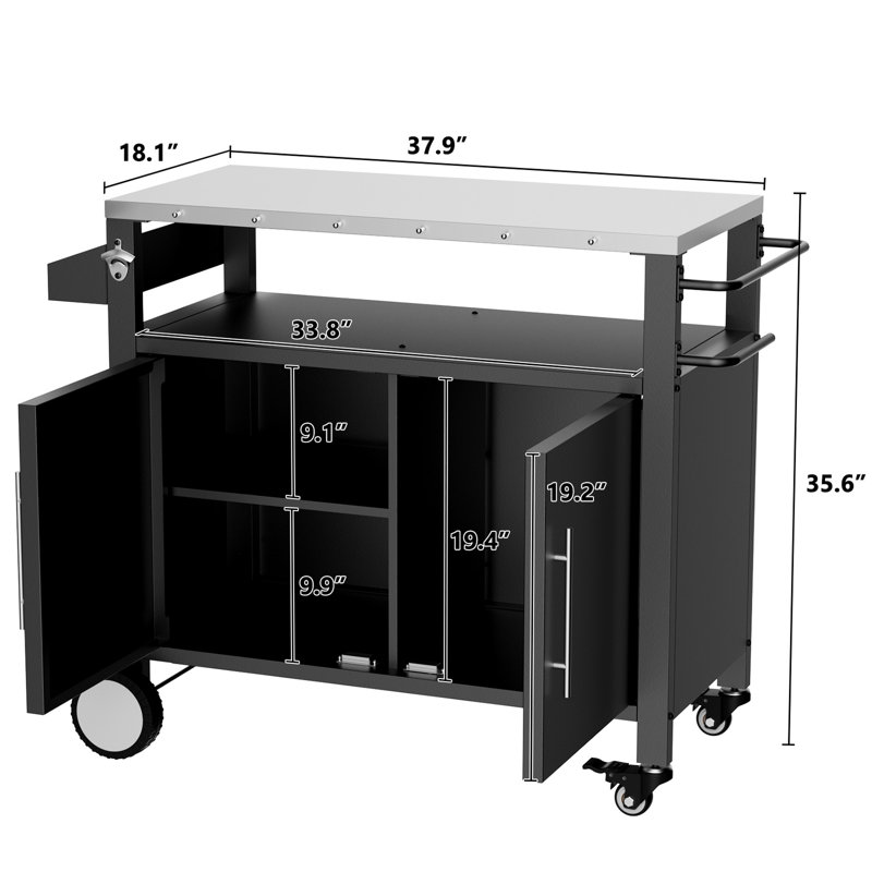 Chariot-bar extérieur avec suffisamment d'espace pour les réservoirs de propane et les outils de barbecue - Complétez votre configuration