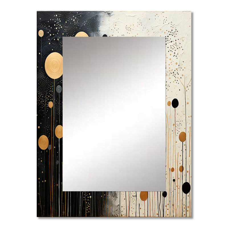 Monogramme Medley II - abstrait, collage mural unique, miroir noir, impression sur métal, 32 po x 24 po