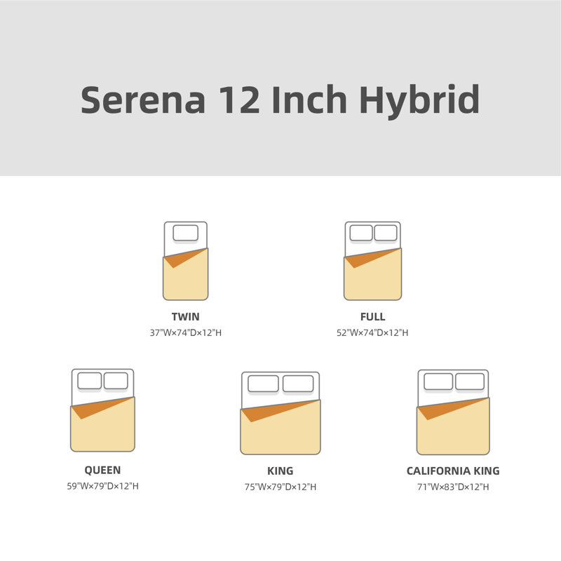 Serena 12'' Plush Hybrid Mattress, Queen