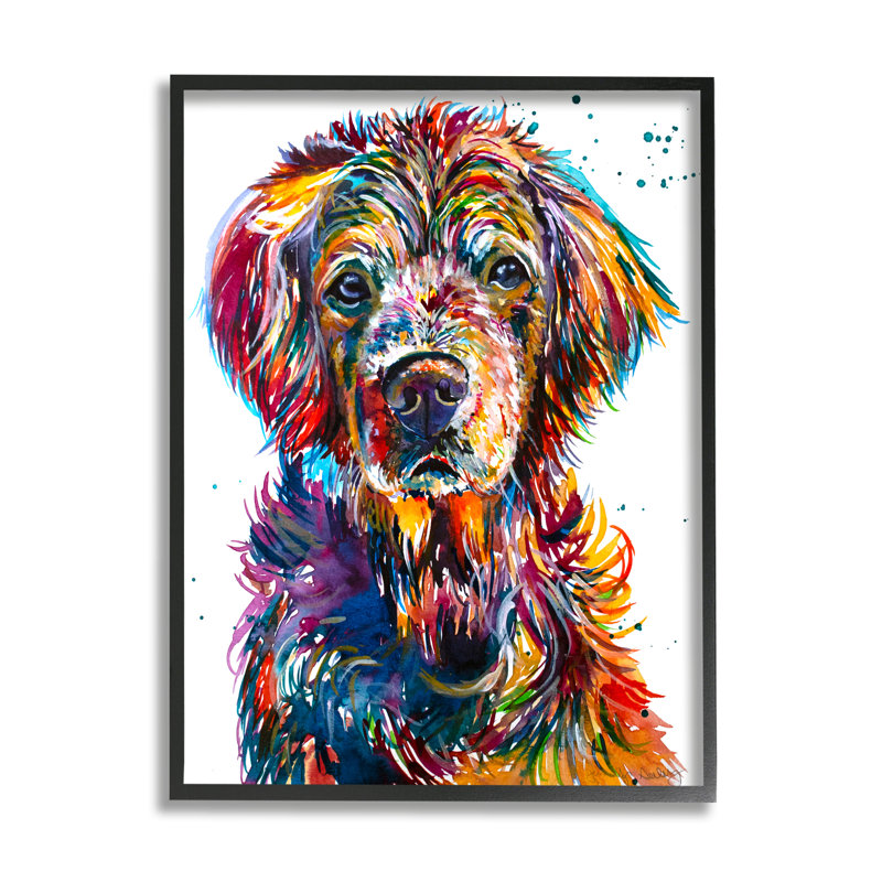 Vivid Dog Face Pet Portrait - impression, Giclée encadrée noir minuit, H 14 po x l 11 po x P 1,5 po