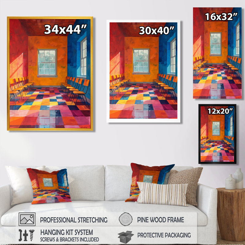 Orange, école créative bleue, art mural I, H 20 po x l 12 po x P 1 po, Cadre flottant noir