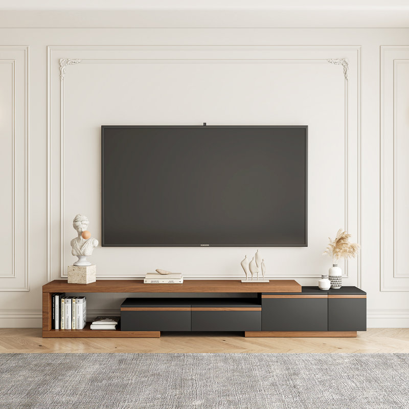 Rustic 78.74"–98.42" Extendable Solid Wood TV Stand – Farmhouse Media Console with Large Storage Space
