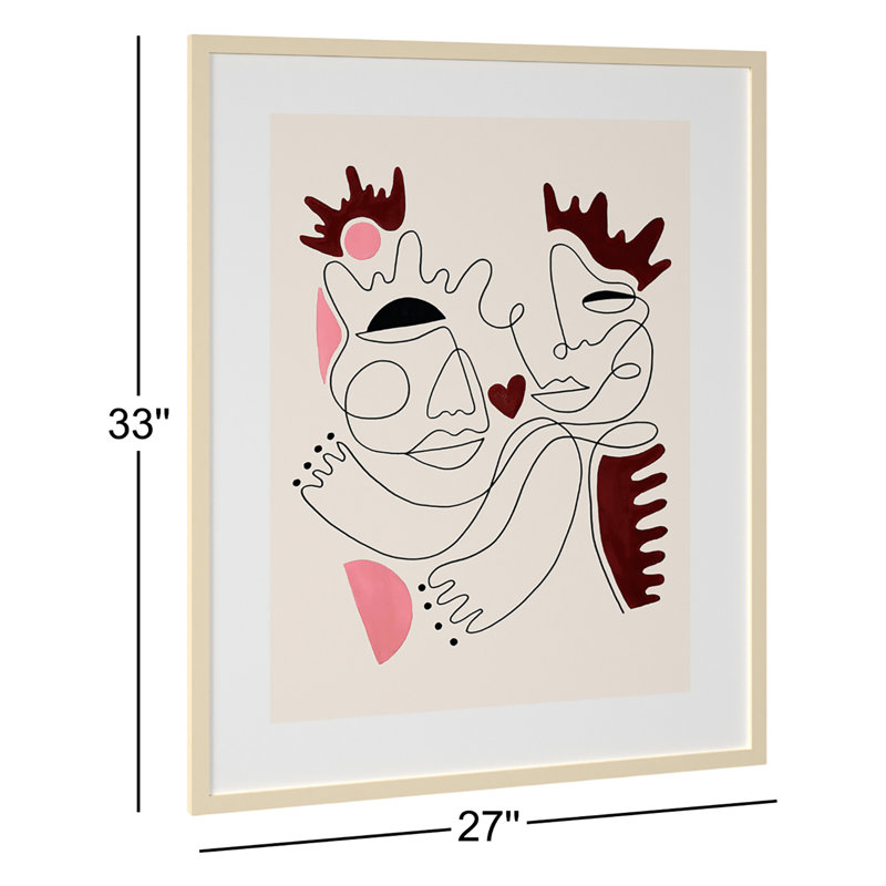 «Love Yours» - Reproduction d'art graphique sur papier encadré, H 33 po x l 27 po, Encadré naturel