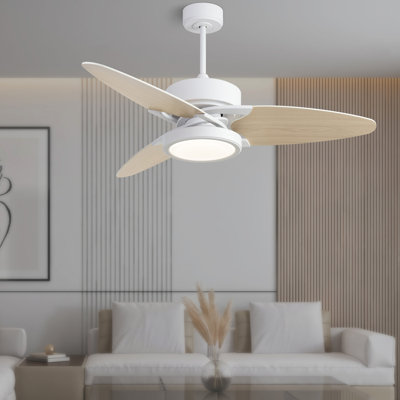 Ventilateur de plafond intelligent à DEL blanc avec télécommande 52 po Light Pro