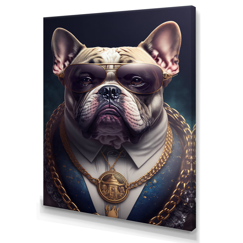 Mafia Frenchie I - Impression sur toile, Toile tendue, H 40 po x l 30 po x P 1,5 po