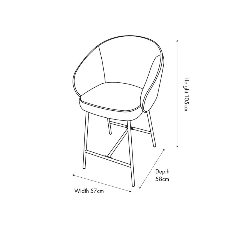 Kelsby Upholstered Counter Stool with Metal Frame