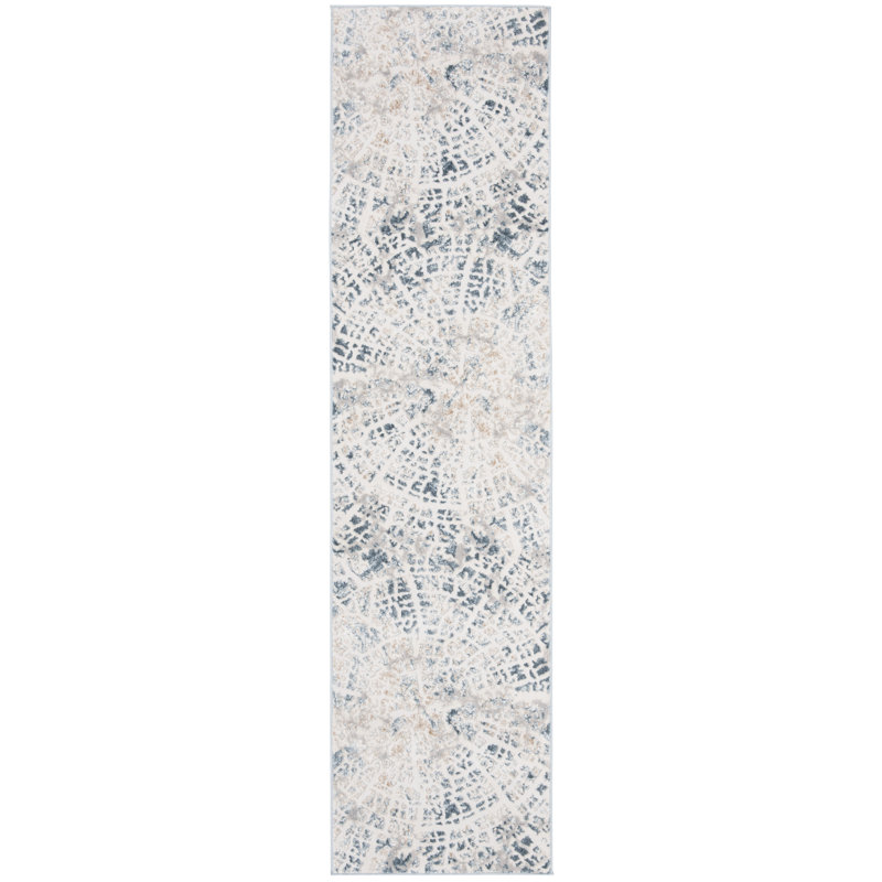 Tapis crème / bleu sarcelle, Tapis de couloir 2 pi x 8 pi