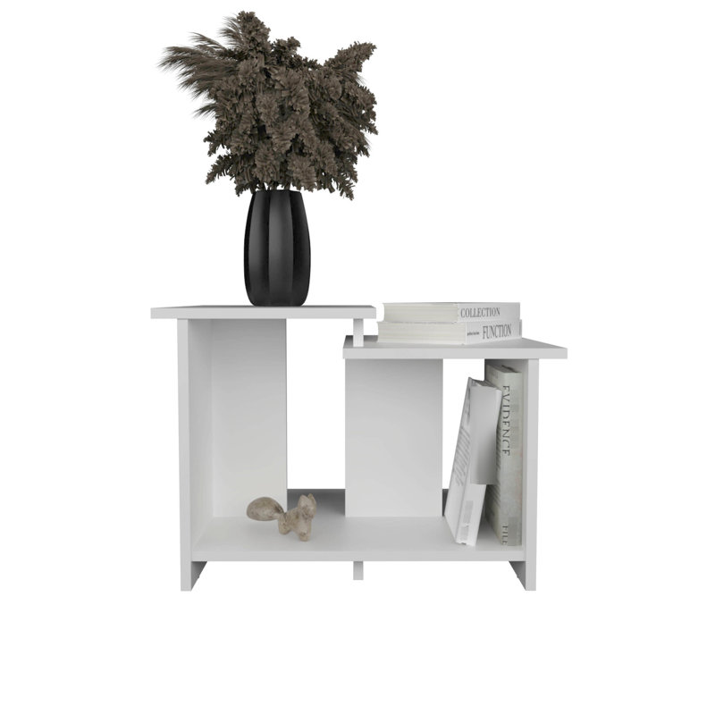Table basse polyvalente à tablette ouverte blanche pour un bureau à domicile pratique avec des options de rangement améliorées