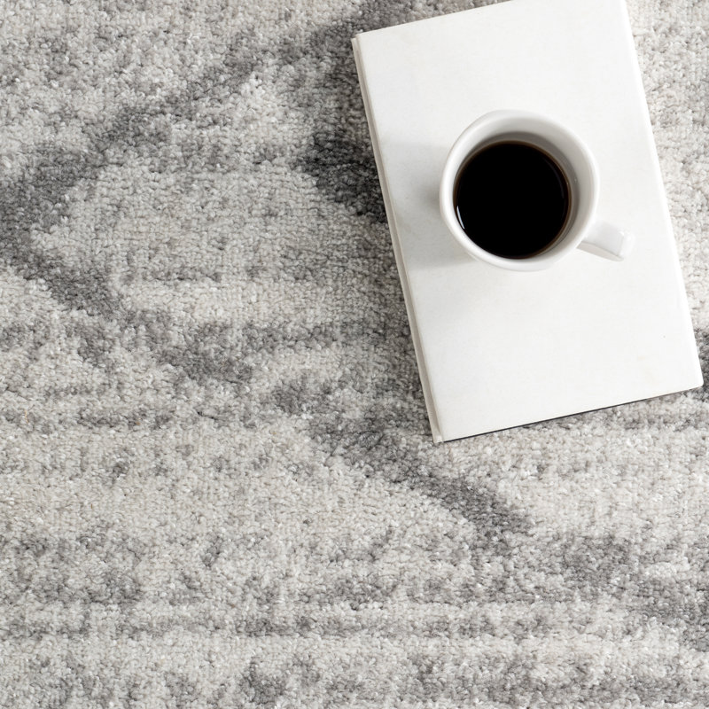 Amii Abstract Stripe Contemporary Ivory/Gray/Charcoal Area Rug, Oval 5' x 8'