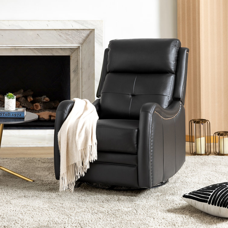 Leather Reclining Rocker Lark Manor Amaty Genuine Leather Swivel Rocker Recliner | Wayfair