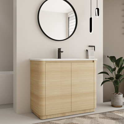 Addisin 40'' Free-standing Single Bathroom Vanity Set with Ceramic Vanity Top