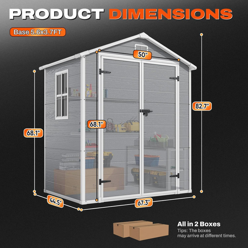 6x4 FT Resin Storage Shed with Heavy-Duty Floor, Tool Shed with Window & Vent, Lockable Door, Suitable for Patio Bike Lawn Mower Pool Supplies