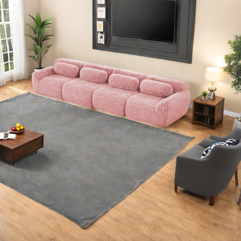 Canapé réglable en tissu moelleux, design moderne pour cinéma maison, rose