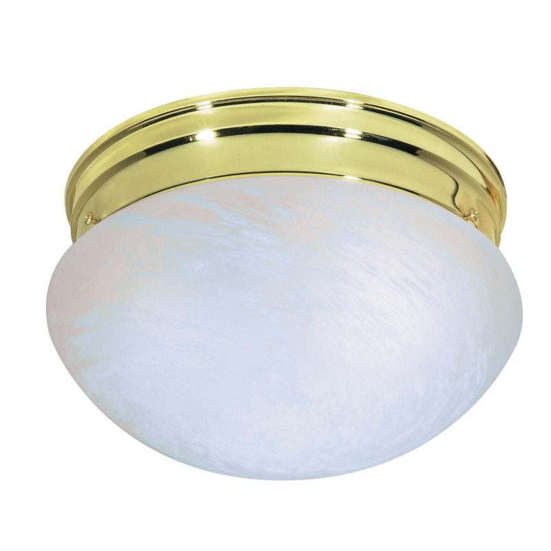 Daughtrey Glass Flush Mount, Alabaster, Polished Brass