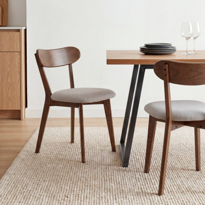Solid Oak Upholstered Dining Chair with Removable Cover - Set of 4