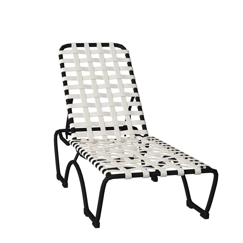 Kahana Outdoor Metal Chaise Lounge, Parchment Vinyl, Parchment
