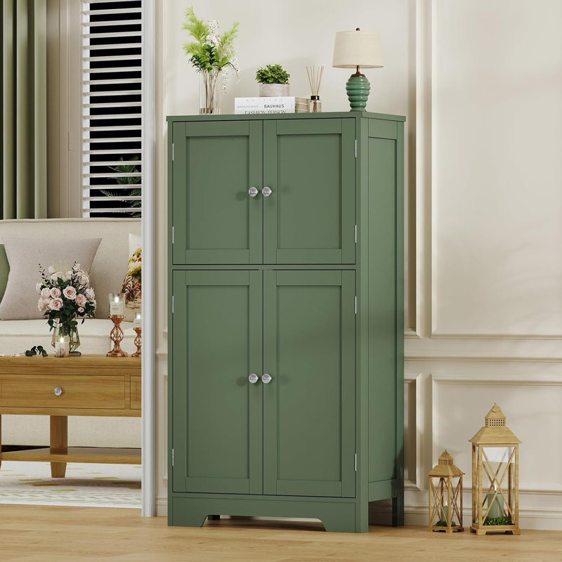 Armoire de rangement moderne avec 4 portes et 2 tablettes réglables, vert forêt