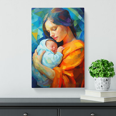 Mother And Baby Modern - Wrapped Canvas