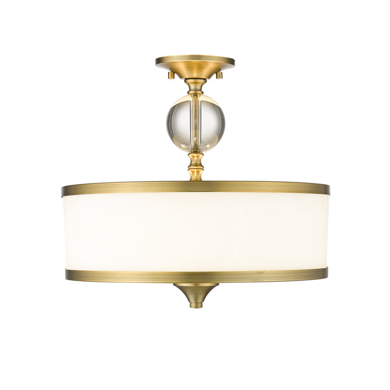 Plafonnier semi-encastré 3 lumières 15,75 po Rudy, Laiton héritage