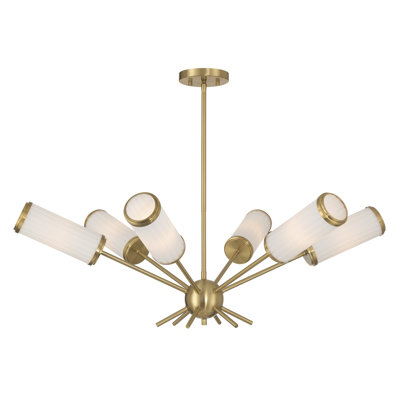Lustre 6 lumières Denison en laiton chaud par Dann Foley