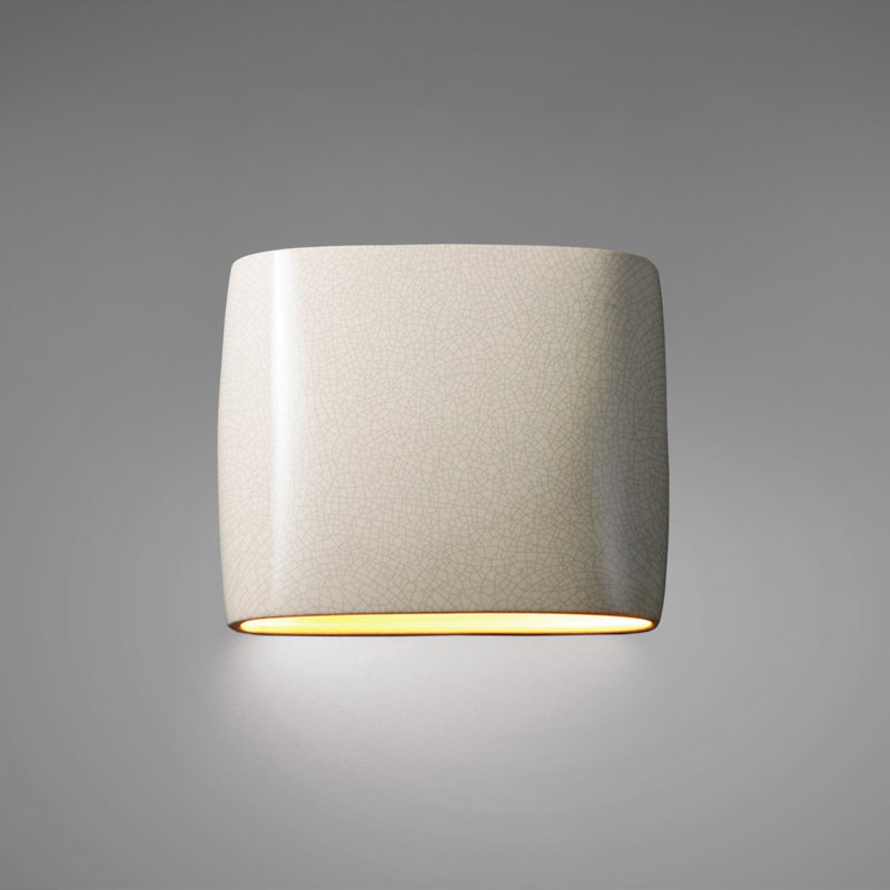 Armance Ceramic Flush Mounted Sconce, White Crackle, 9.75" H x 12" W x 4" D