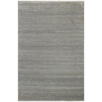 High-Quality Hand-Knotted Silver And Black Area Rug