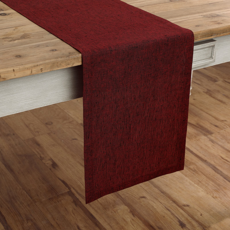 100% Pure Linen Table Runner - Athena, 108" x 14", Red Garnet