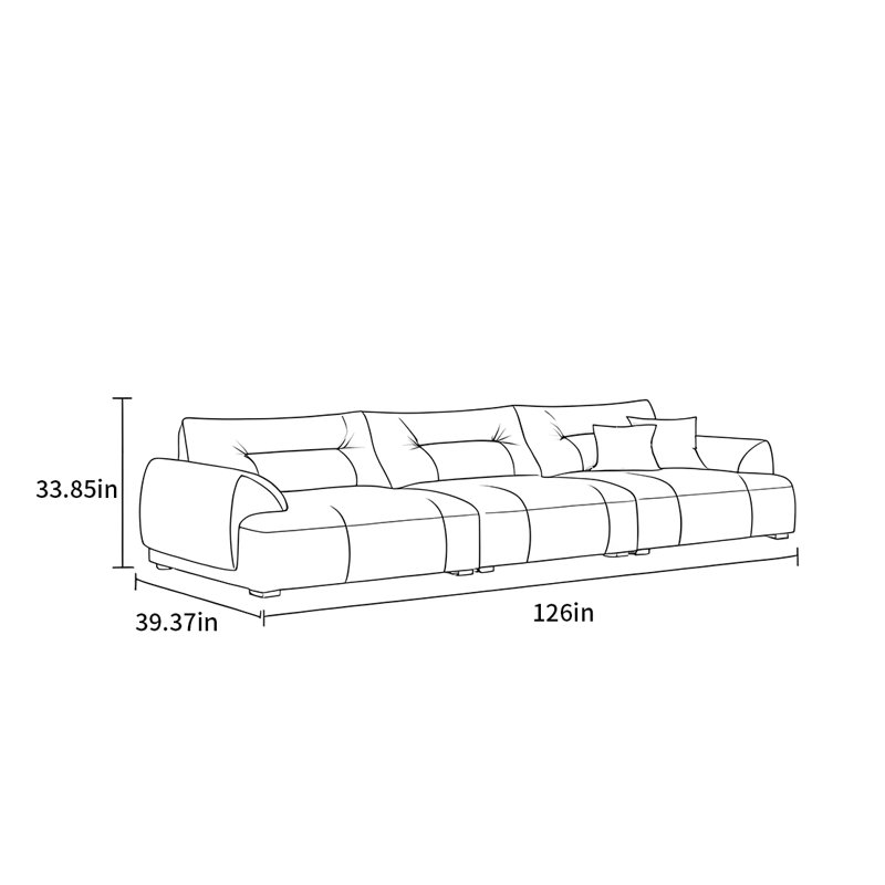 Canapé Minimalist, 33.85" H x 126" W x 39.37" D, 5