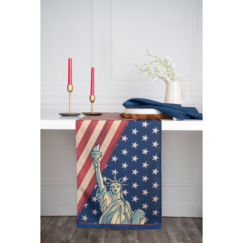 D'Moksha Homes 4Th July Print Table, 36" x 13"