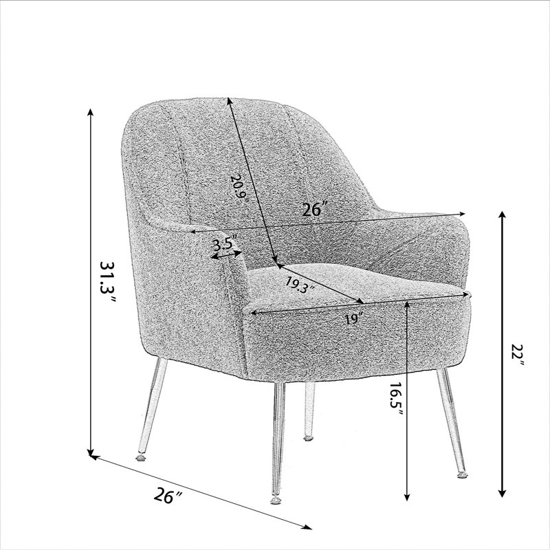 Chaise d'appoint rembourrée Maisee, Fausse fourrure rouge