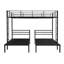 Lit superposé triple en métal noir avec conception double au-dessus de simple, vertical, rail et rangement pour les soirées pyjamas de printemps