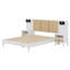 Structure de lit en bois avec 2 tables de chevet et design élégant avec lampes-1933061342