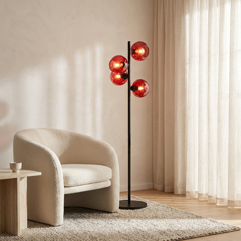 Apex Black Glass Globe Floor Lamp
