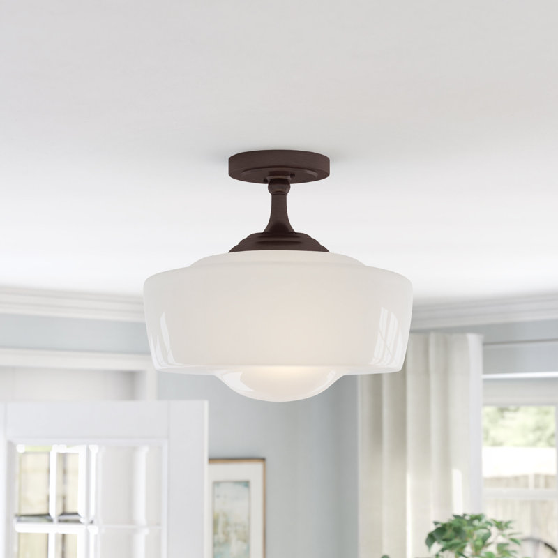 Belby Glass Semi Flush Mount, Brushed Bronze