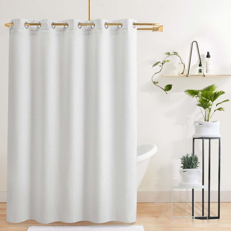 Rideau de douche gaufré Duppstadt, Blanc, H 86 po x l 71 po
