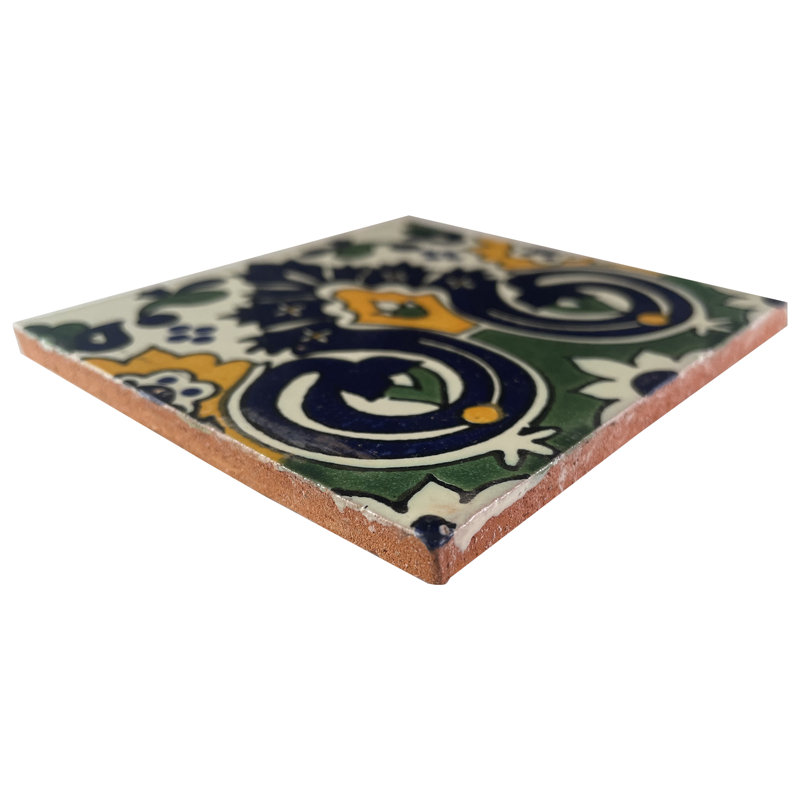 4,2 po x 4,2 po 9 pièces TalaMex Carnation carreaux d'argile mexicains faits à la main dosseret dosseret mosaïque