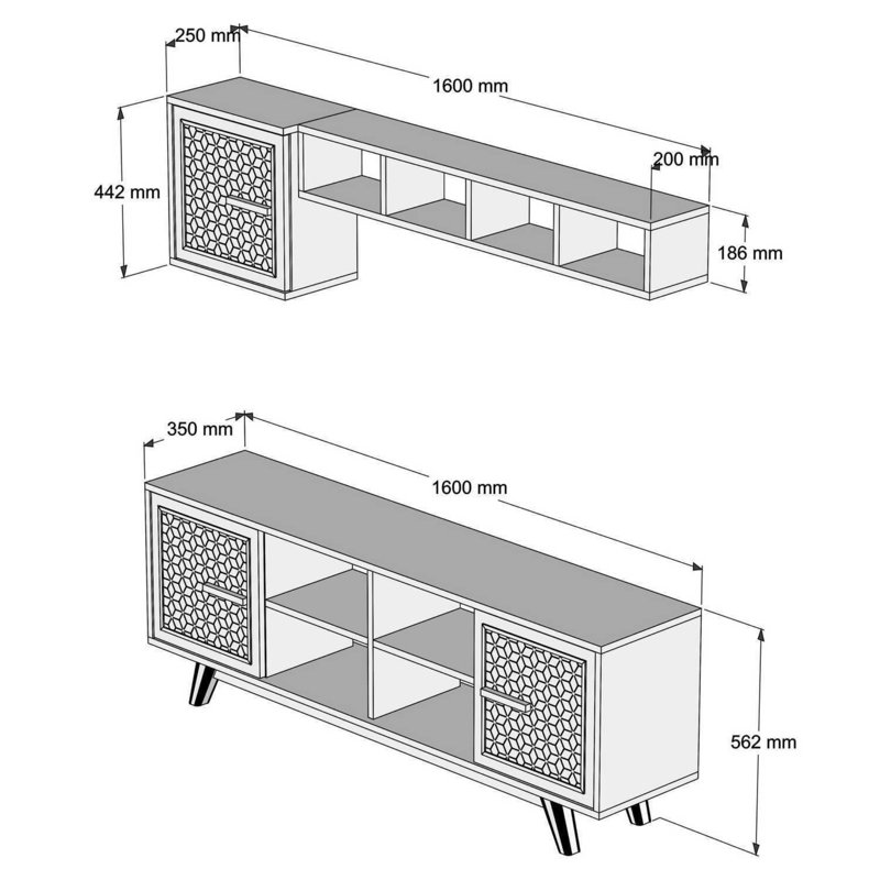 Eligah Unfinished Entertainment Centre for TVs up to 60", Walnut/Yellow