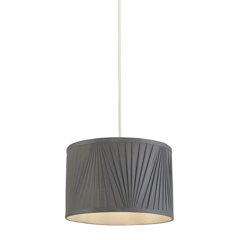 20cm H Cotton Drum Pendant Shade ( Uno ), Grey