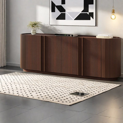 Meuble télé et centre de divertissement cannelés avec rangement en bois aggloméré 66,9 po Modern Home