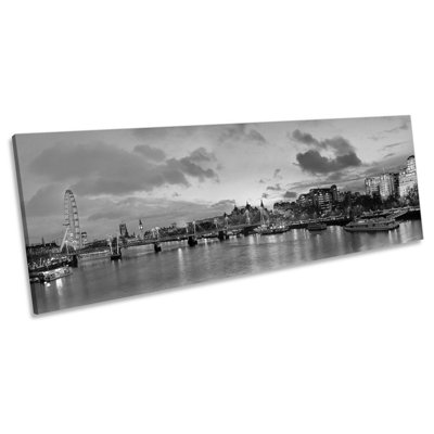 London Cityscape River Skyline - Wrapped Canvas Panoramic Print