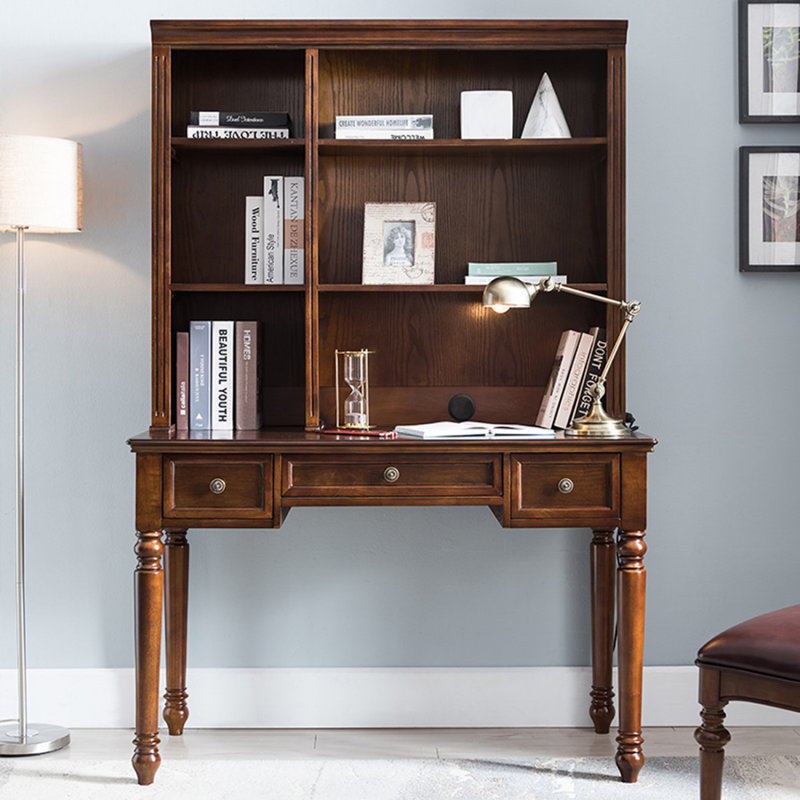 Bureau rectangulaire en bois massif et en bois manufacturé brun noisette, 30.71" H x 55.12" W x 23.62" D